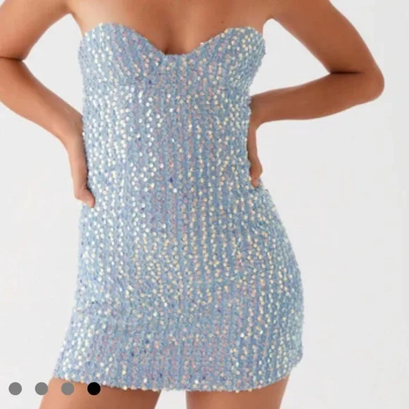 Peppermayo | Dresses | Denim Sequin Dress | Poshmark